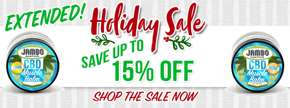 Jambo superfoods CBD holiday sale save up to 15% off